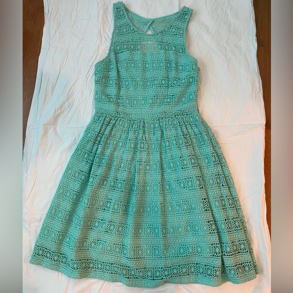 Teal lace dress